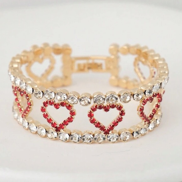 Cubic Zirconia Heart Tennis Bracelet - Picture 7 of 8